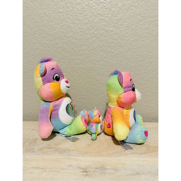 Care Bears Togetherness Lot Of 3 Plush Stuffed Animals Rainbow By Basic Fun - Picture 4 of 7